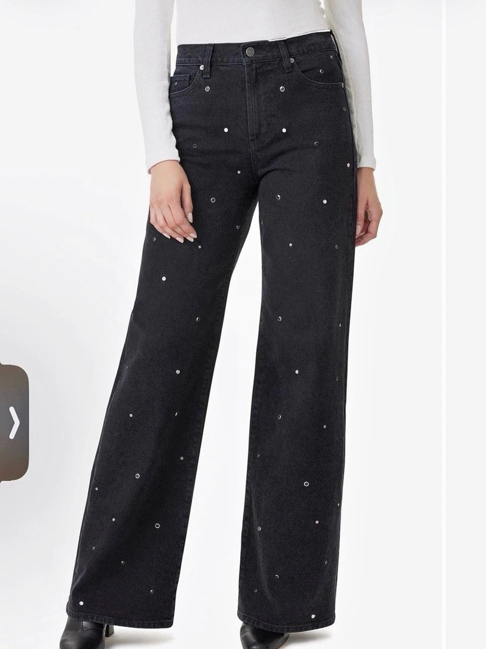 HABITUAL Black Embellished Wide Leg Jeans